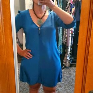 Anna Be 3/4 sleeve Teal Dress sz Small